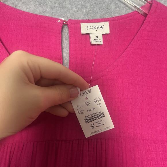 J Crew pink Preppy tiered babydoll ruffeled cap sleeve dress NEW Size 4 - Picture 5 of 8